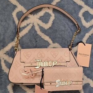 Juicy Couture Short and Sweet Shoulder Handbag And Wallet Set In Powder Blush